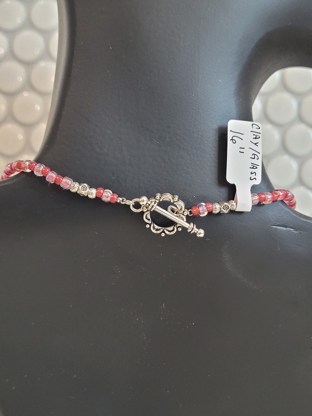 Hand Crafted Kids' Pink Floral Pendant Beaded Necklace - Picture 6 of 8